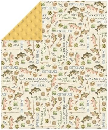 Gone Fishing Baby Blankets for Girl Boy Vintage Lake Fishing Lovers Gift Soft Mink with Dotted Backing Double Layer Swaddle Blanket Outdoors Adventure Nursery Bed Blanket Infant Toddler Crib 30x40 - Image 2
