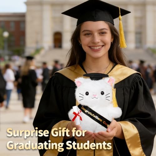 Graduation Decorations 2026 Cat Plush，9.45 Inch Class of 2026 Graduation Plush Cat Stuffed Animal,Cute Graduation Gifts for Kindergarten, High School, and College Graduates (cat) - Image 4