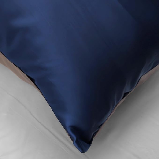 Mulberry Silk Pillowcase for Hair and Skin, Luxury Double Sided Pure Silk Pillowcase, 29x19 Inches, 1Pc (Navy Blue)