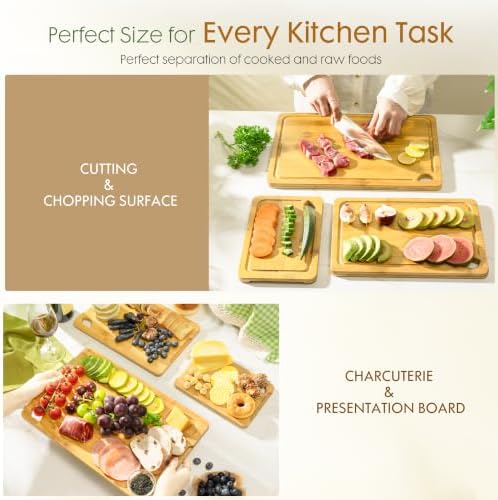 Astercook Nature Bamboo Cutting Boards for Kitchen - Image 4
