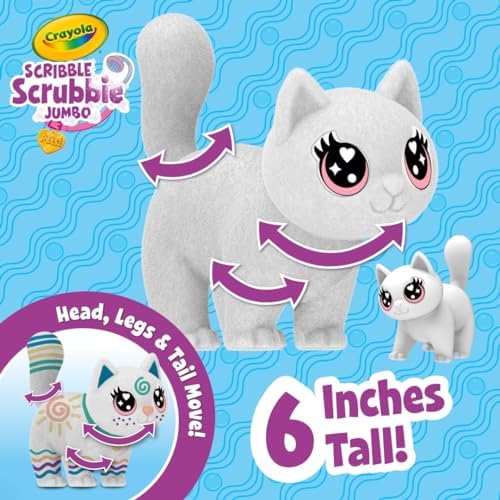 Crayola Scribble Scrubbie Jumbo Toy Cat, Large Posable Animal for Kids, Birthday, Gift for Girls & Boys, Washable Coloring & Grooming Toy, Ages 3+ - Image 4