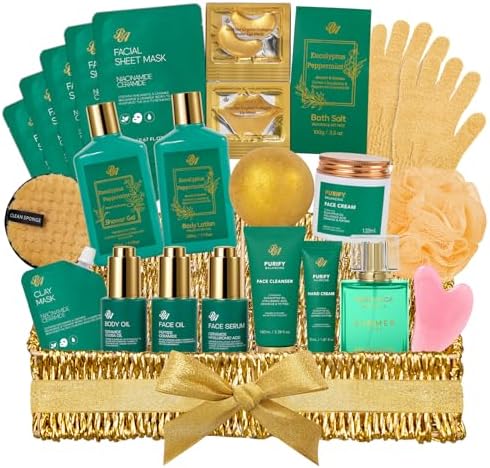 Gifts for Women & Men, Eucalyptus 32 Pcs Bath & Body Gift Basket for Women by RAROSAACCA