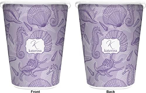 RNK Shops Personalized Sea Shells Waste Basket - Double Sided (White) - Image 2