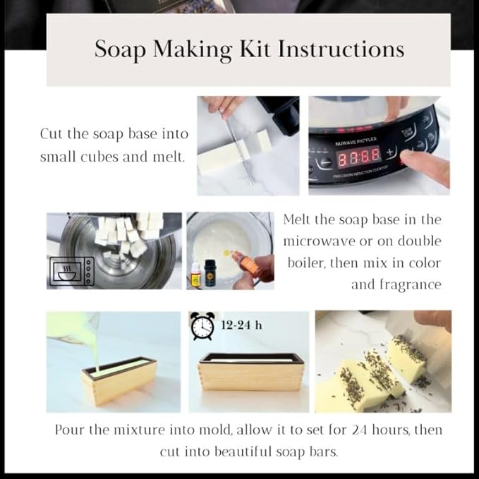 Wallace & Williamson Deluxe Soap Making Kit - Adults & Kids - Modern Floral Theme - Includes Shea Butter Soap Base, Molds, Scents, Dyes, Tools & Instructions