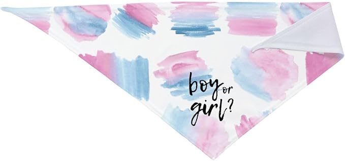 He Or She What Will It Be? Gender Reveal/Baby Announcement Dog Bandana,Pet Neckerchief for Pets Daily Wear Photo Prop Party Supplies (Color Block)