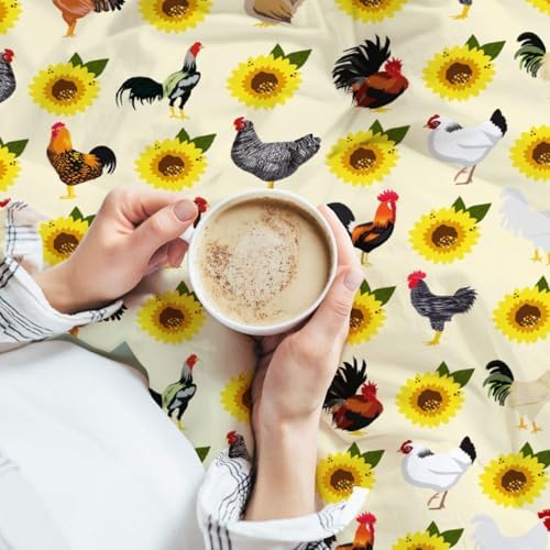 Chickens Blanket Gift for Men Women, Chickens Sunflowers Throw Blanket for Hen Chicken and Rooster Lovers Soft Lightweight 60"x80" for Adults/Queen for Sofa,Bed and Living Room - Image 5