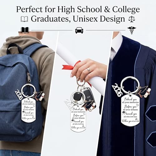 2026 Keychain - Personalized Stainless Steel Graduation Gift for Graduates with Charm of 2026- Graduation Commemorative Souvenir (1) - Image 3