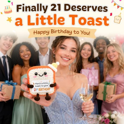 OASSIE 21st Birthday Gifts for Him Her - Positive Crochet Toast Decor - Image 2