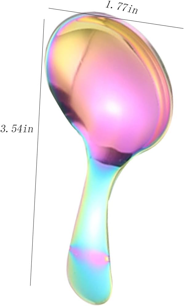 6 Pcs Stainless Steel Short Handle Thickened Small Round Spoons For Honey Candy Coffee Tea Salt Jam and Mustard - Ice Cream Dessert Spoon (B Chroma)