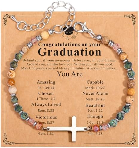 Graduation Gifts 2026 for Her Him, Class of 2026 Graduation Bracelets with Unique Cap Gift Box, Inspirational Keepsake for Women Men Middle High School University College Graduates by Boiveco
