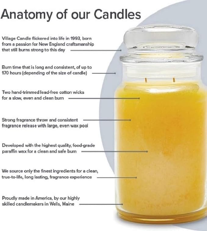 Village Candle Orange Cinnamon Large Glass Apothecary Jar Scented Candle, 21.25 oz, 21 Ounce