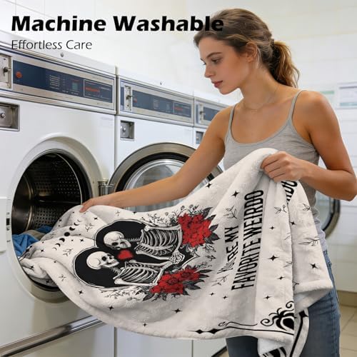 Funny Valentine Gift Blanket for Women Men with Gothic Skulls Themed Blanket - 50 x 60 Inch Soft Comfort Flannel Blankets for Girlfriend/Boyfriend/Wife/Husband/Couples Loving Blankets for Bed Sofa - Image 4