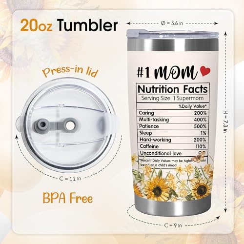 TEEZWONDER Birthday Gifts for Mom - 20 oz Sunflower Stainless Steel Tumbler - Image 2