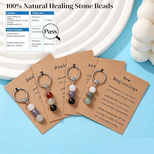 GINAZL Natural Crystals Keychain Gift for New Beginnings, New Beginnings Gifts for Coworker Anxiety Relief Keychain for Women - Image 4