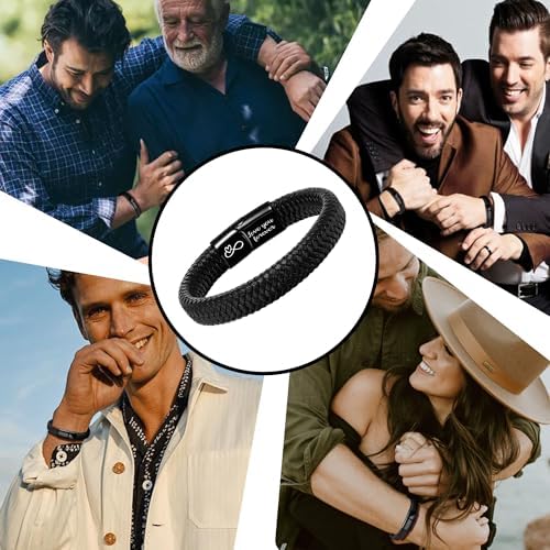 Btysun Mens Leather Bracelet, Teen Boy Gifts Stocking Stuffers for Teen I Love You Gifts for Him Boyfriend Birthday Gift for Son Husband Godson Bracelets for Men Dad Christmas Anniversary Jewelry - Image 7