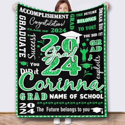Personalized Senior Class of 2024 Blankets with Photo and Name Picture Blanket Blankets with Pictures Customized Personalized Blankets and Throws Class of 2024 Gifts 43x56inch - Image 2
