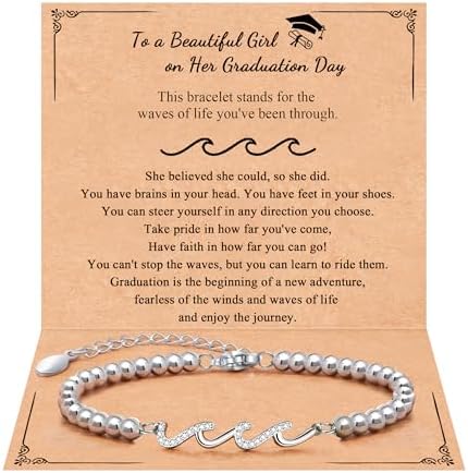 QWNHONEY Waves of Life Bracelet Inspirational Birthday Gifts for Bestie Sister 16th 18th 21st 30th 40th 50th 60th Birthday Gifts for Women by QWNHONEY