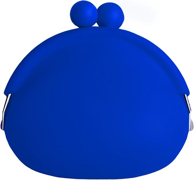 Coin Purse for Women – Silicone Small Coin Pouch with Kiss Lock for Coins, Keys, Lipstick, and Earphones – Mini Cute Change Purse, Coin Purse & Pouch for Daily Life, Cars, Travel, Party (Cobalt Blue)