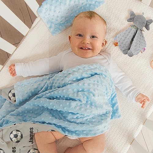 Custom Soccer Blanket - Personalized Name with Soccer Patterns - Soft Plush Flannel Blanket with Double Layer Dotted Backing for Baby Toddler Kids Teen Boys Girls Gifts Grey - Image 5