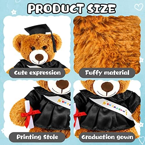 Foilswirl Graduation Bear 2026 with Gown Cap Tassel Graduation Stuffed Animal Plush Bear Toy for Class of 2026 Prek Preschool Kindergarten High School College Graduate Gift (14”h, Black) - Image 3
