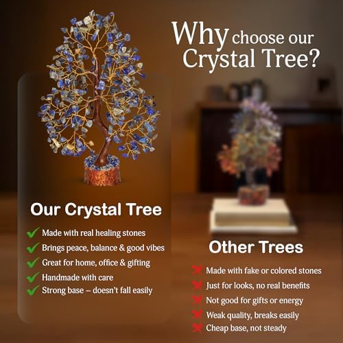 YATSKIA Lapis Lazuli Crystal Tree | Healing Crystal Gemstone Tree Decor | Home Office Decor | Housewarming Gifts New Home | Birthday Gifts for Women | 10 Inch 300 Beads - Image 6