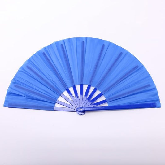 Plastic 13inch Large Rave Fan Popping Fan Clacking Fans for Line Dancing,Hand Fans for Women Foldable,Outdoor,Wedding,Party (Blue)