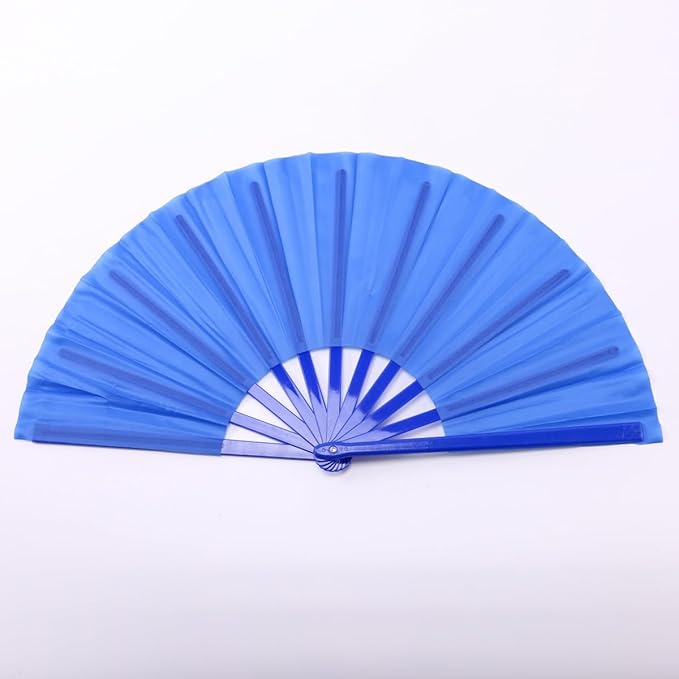 Plastic 13inch Large Rave Fan Popping Fan Clacking Fans for Line Dancing,Hand Fans for Women Foldable,Outdoor,Wedding,Party (Blue)
