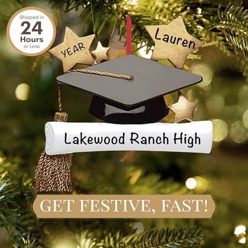 Personalized Graduation Gift, Class of 2027 or 2026 Ornament, Grad Cap - Image 2
