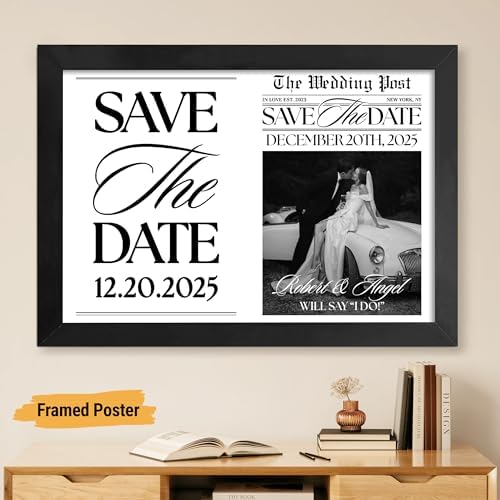 VICILO Personalized Save The Date Newspaper Poster – Custom The Wedding Post News Announcement Photo Frame Canvas, Unique Engagement Gift for Couples, Wedding Décor & Keepsake - Image 4