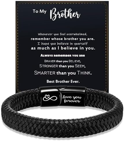 Btysun Mens Leather Bracelet, Teen Boy Gifts Stocking Stuffers for Teen I Love You Gifts for Him Boyfriend Birthday Gift for Son Husband Godson Bracelets for Men Dad Christmas Anniversary Jewelry by BTYSUN