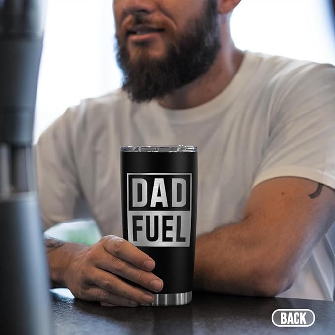 SANDJEST Dad Tumbler 20oz, Dad Fuel Stainless Steel Insulated Tumblers, Coffee Mug Cup for Best Dads from Daughter Son, Gifts for Birthday Christmas Fathers Day