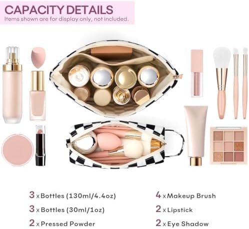 mibasies 2 PCS Initial Makeup Bags for Women: Cosmetic Bag for Travel Toiletry - Birthday Gifts for Teen Girl Gifts Trendy Stuff - Graduation Teacher Gift for Girlfriend -Checkered Black J - Image 3