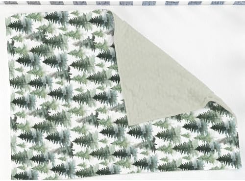 Watercolor Green Pine Trees Baby Blankets for Girl Boy Gender Neutral Trees Soft Mink Dotted Backing Double Layer Swaddle Blanket Winter Pines Landscape Nursery Bed Throws for Newborn Toddler 30x40 - Image 3