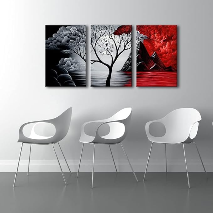 Wieco Art Canvas Wall Art Abstract Pictures for Wall Decor Canvas Prints of Abstract Paintings for Living Room Decor 3 Panels Artwork Sets for Home Decor Office Decorations