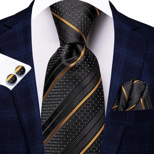 Hi-Tie Lot 5 Pcs Gift Box Mens Tie Set Necktie with Pocket Square Cufflinks Silk Neck Tie Collection - Image 5