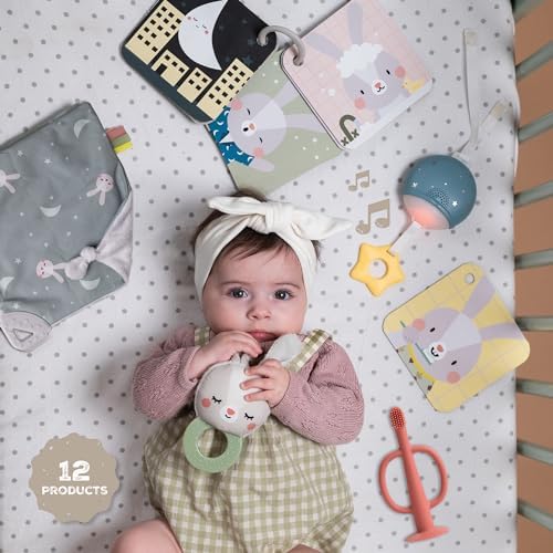 Taf Toys Newborn Bedtime Kit - Baby Essentials Portable Sound Machine with Soothing Music & Light, Contrast Cards, Security Blanket, Bunny Teether & Toothbrush - Ideal Newborn - Image 3