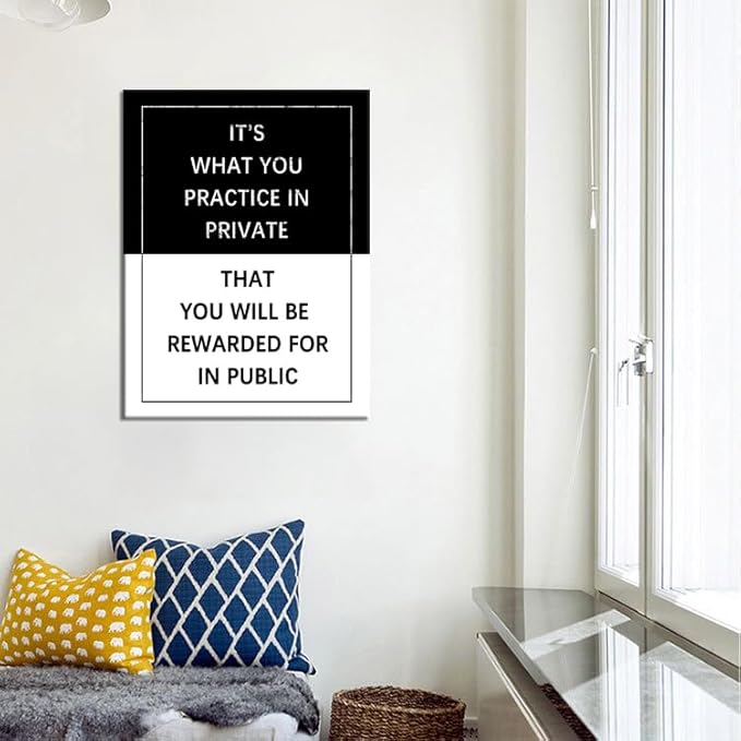 Inspirational Canvas Wall Art Practice Entrepreneur Quote Grind Exercise Motivational Poster Canvas Painting Prints Wall Pictures for Living Room Office Home Decor Framed Artwork [18''W x 24''H]