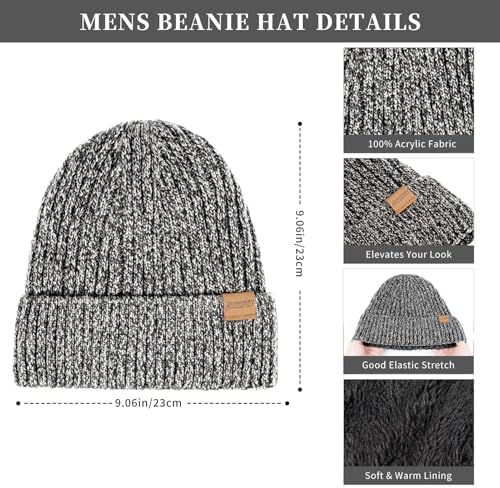 Winter Beanie Hats Long Neck Scarf for Men and Touchscreen Gloves 3PCS Set - Image 2
