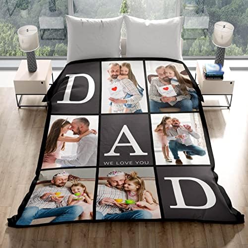 inkArts Gifts for Dad Customized Blanket with Photo, Make a Personalized Fathers Day Blankets with Picture to My Dad Custom Memories Souvenir Throw Blanket for Best Daddy Ever - Image 3