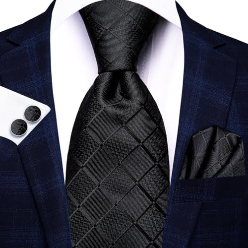 Hi-Tie Lot 5 Pcs Gift Box Mens Tie Set Necktie with Pocket Square Cufflinks Silk Neck Tie Collection - Image 4