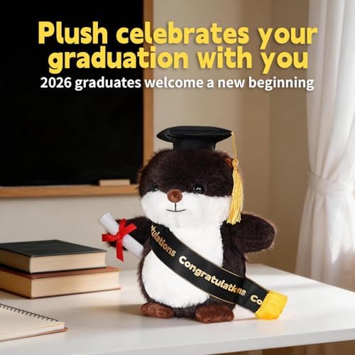 Graduation Decorations 2026 Otter Plush，9.45 Inch Class of 2026 Graduation Plush Otter Stuffed Animal,Cute Graduation Gifts for Kindergarten, High School, and College Graduates (Otter) - Image 3