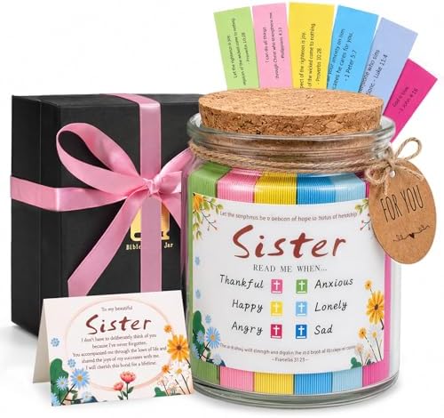 Bible Verse Jar for Sisters, Faith Encouragement Gift with Color-Coded Verses, Ideal for Birthdays, Christmas, and Mother’s Day. A heartwarming spiritual companion for Christian women and girls. by Unknown