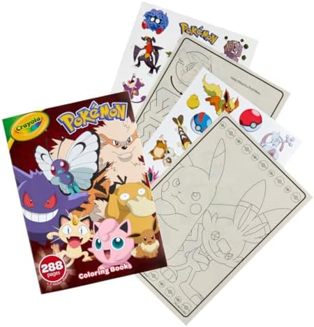 Crayola Giant Pokemon Coloring Book (288 Pages), 2 Sticker Sheets, Coloring Book for Kids & Adults, Travel Activity, Pokemon Gift for Kids, 3+ - Image 2