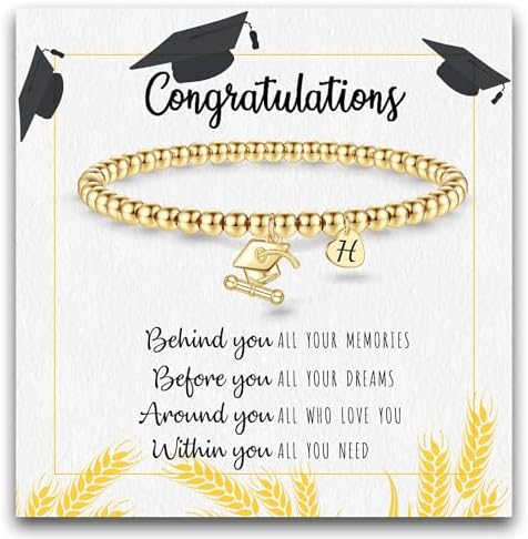 2026 Graduation Gifts, Graduation Gift for Her High School College Graduation Gifts for Teen Girls 5th 8th Grade Masters Degree Grads Initial Bracelets for Women Letter A-Z Charm Bracelet Daughter Niece Granddaughter Girlfriend Jewelry by BTYSUN