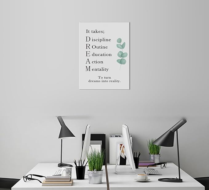 Dream Ideal Inspirational Canvas Wall Art To Turn Dreams Into Reality Motivational Poster Inspiring Painting Prints Wall Pictures for Living Room Home Office Gym Decor Framed Artwork [18''W x 24''H]