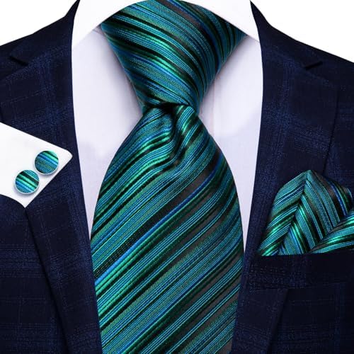 Hi-Tie Lot 5 Pcs Gift Box Mens Tie Set Necktie with Pocket Square Cufflinks Silk Neck Tie Collection - Image 4