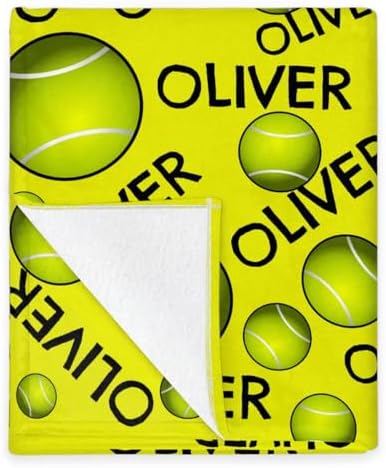 Personalized Baby Blankets for Girls Boys, Custom Baby Blanket with Name Swaddle Toddler Fleece Blanket Personalized Gift Yellow Tennistext - Image 5