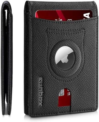 RUNBOX AirTag-Wallet-Mens-Slim-RFID Blocking Wallets Leather with Bill Compartment Air Tag Bifold Card Holder Wallet Gifts for Men Dad by RUNBOX