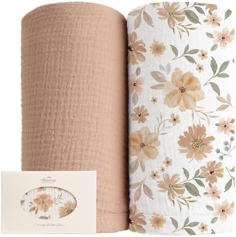 Konssy Muslin Swaddle Blankets, 100% Cotton Receiving Blankets, 47"x 47" by Konssy