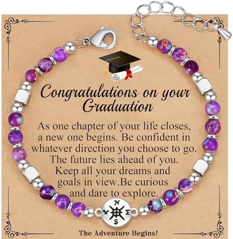 Graduation Gifts for Her 2026, Graduation Bracelet with Compass 5th 6th 8th Grade High Middle School College Graduates Gifts for Her Daughter Granddaughter by HiStock